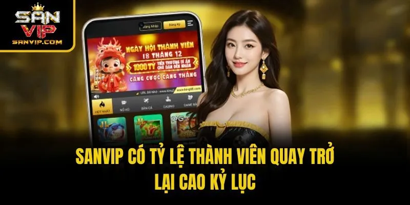 Sanvip có tỷ lệ thành viên quay trở lại cao kỷ lục